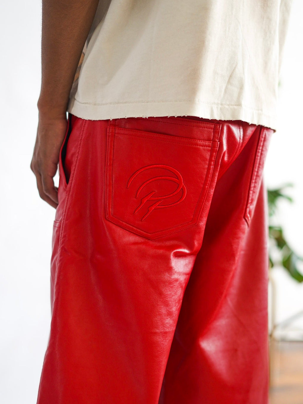 Crimson Red Leather Shorts