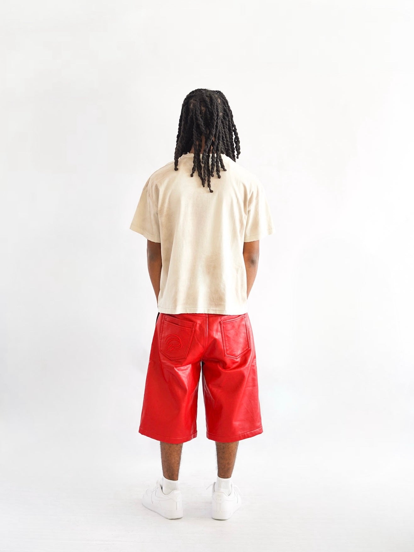Crimson Red Leather Shorts