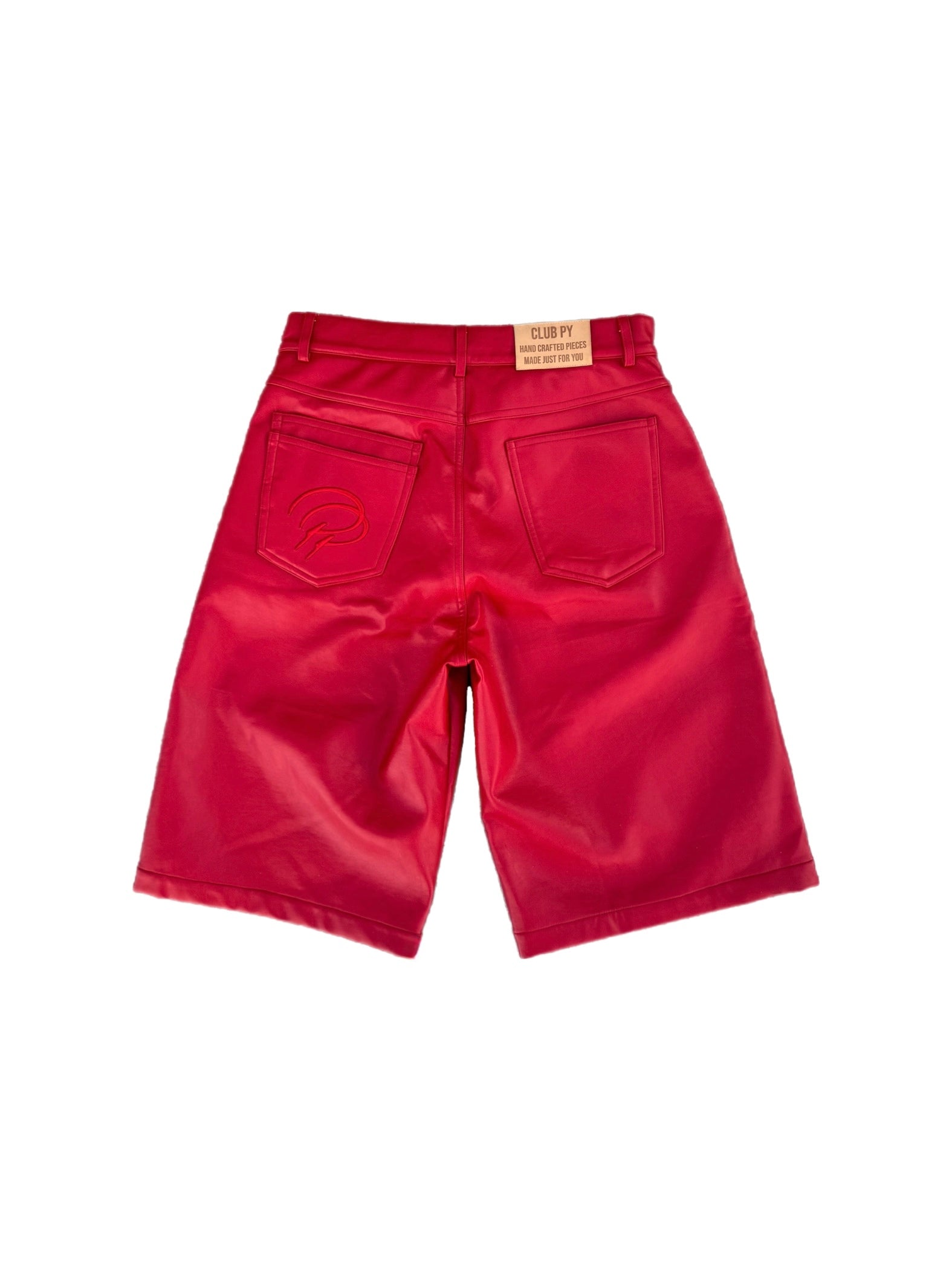 Crimson Red Leather Shorts